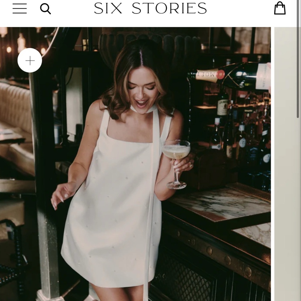 Six Stories White Mini Pearl Scatter Dress - size 10